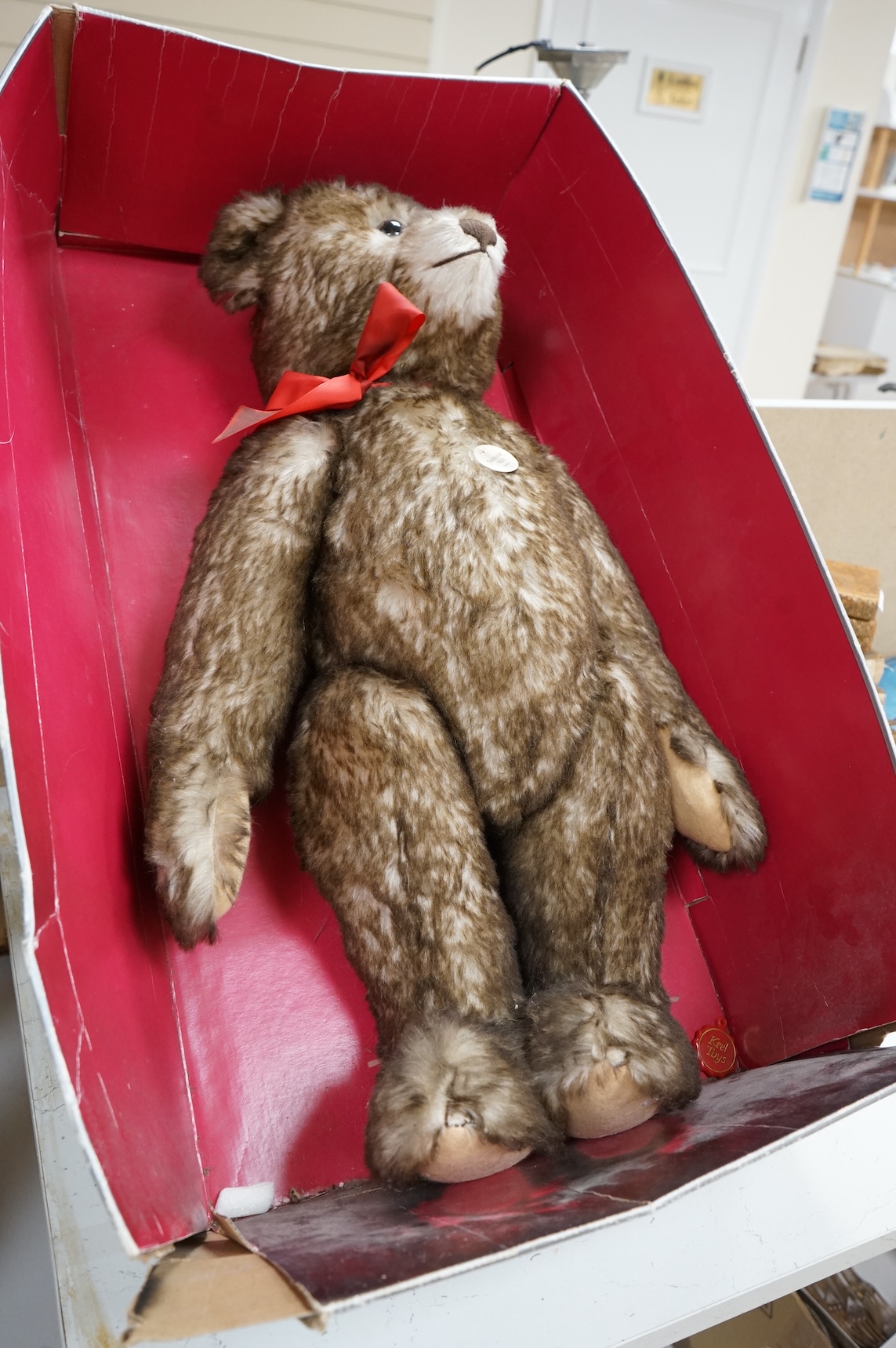 A modern Steiff Teddy Bear, part boxed, 67cm high.